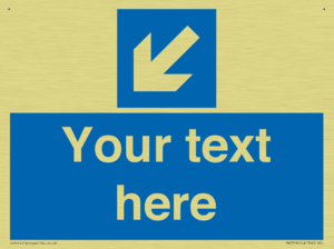 Custom Directional signage blue down left arrow 